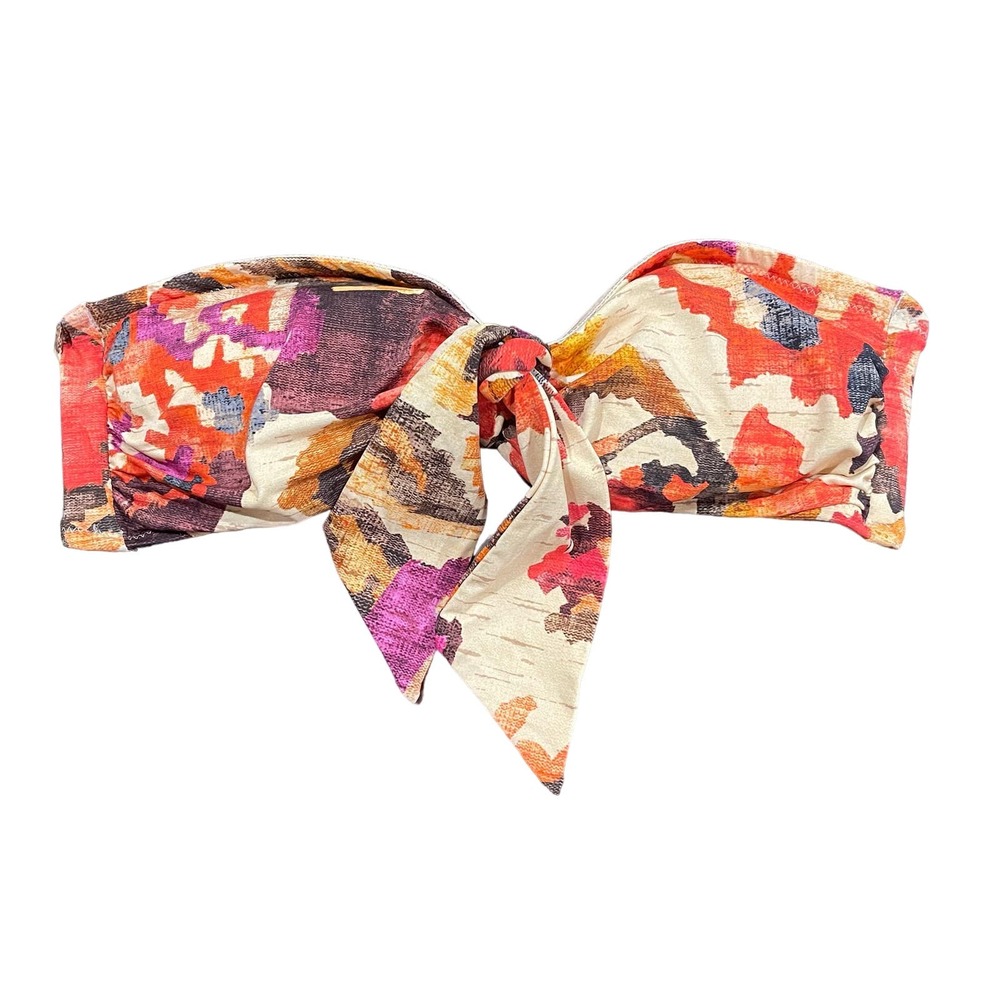 Sezane Multicolor Abstract Print Bandeau Bikini Top